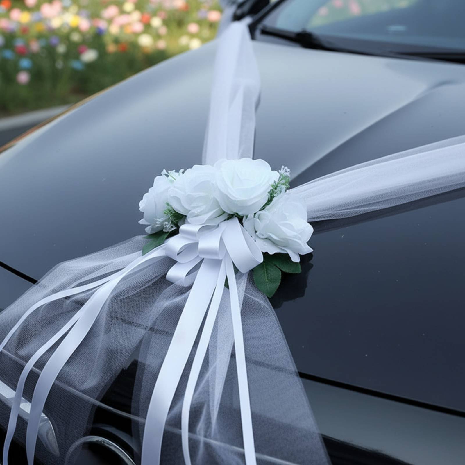 Nud-pour-voiture-mariage-tulle-picture-2