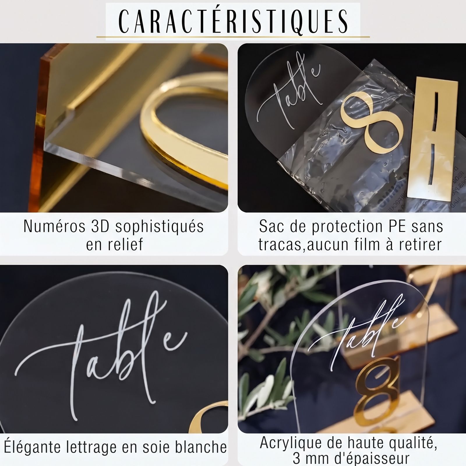 Numéro de table plexiglas en arche